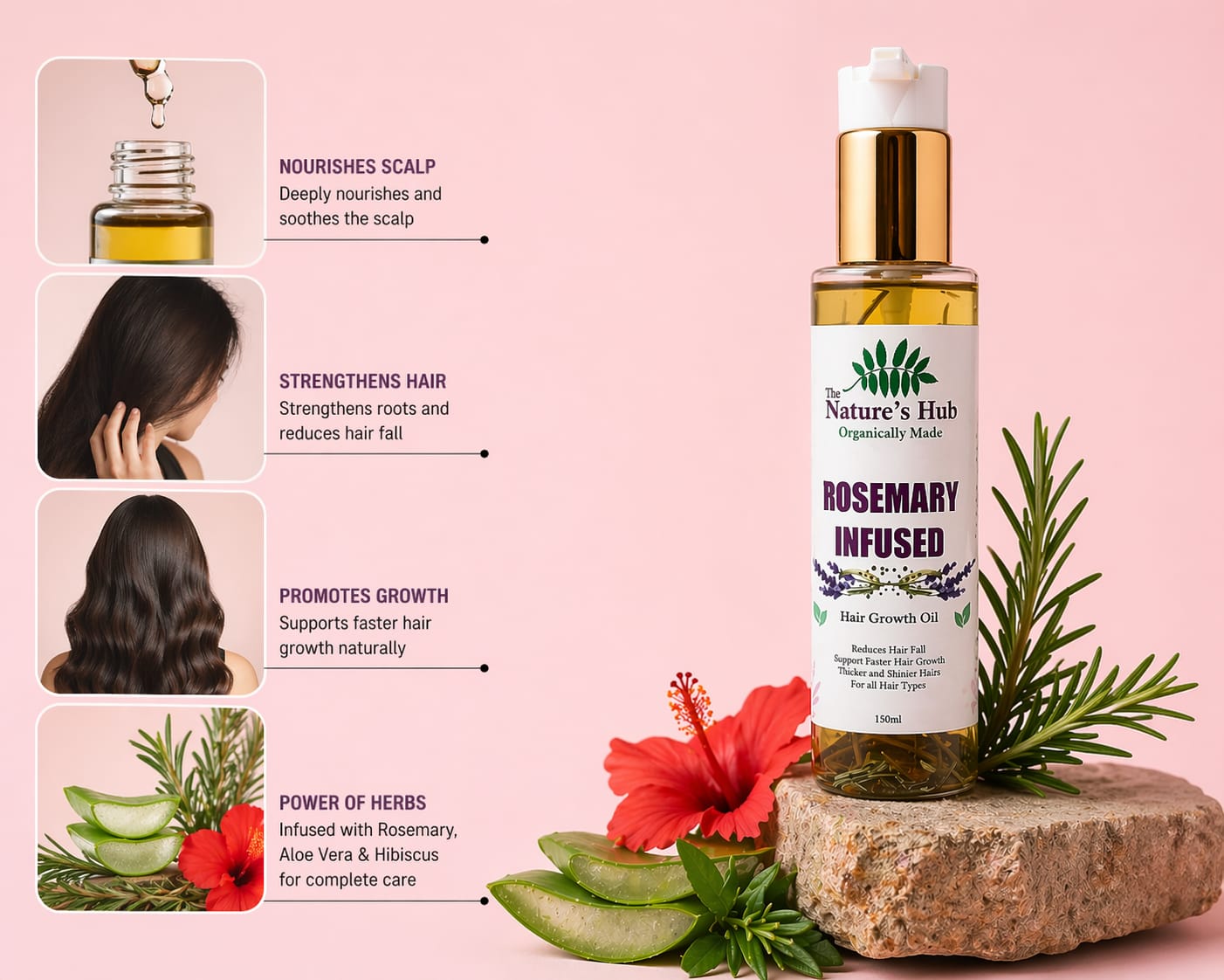 The Nature’s Hub Herbal Infused Hair Oil – Complete Hair Care in One Natural Oil